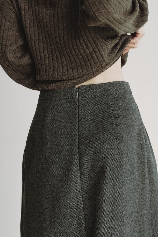 REPLAIN - 롱스커트 - WOOL BLEND PLEATS SKIRT_GREY