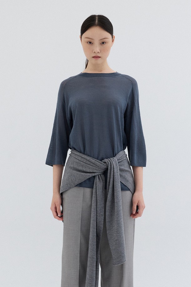 REPLAIN - 가디건 - WOOL SILK CARDIGAN_DARK GREY