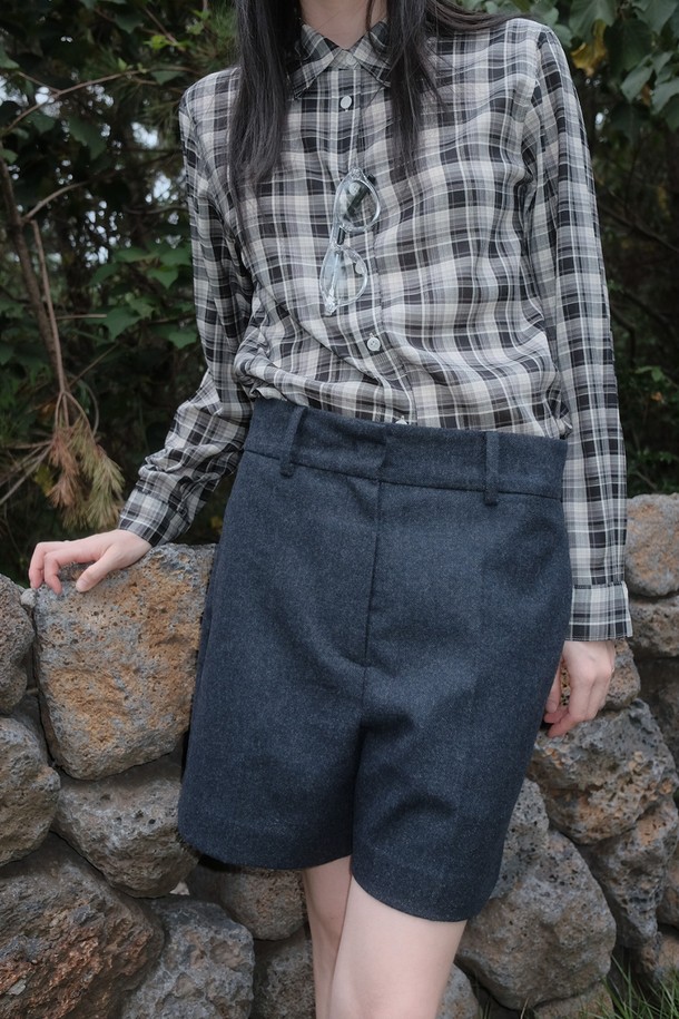 REPLAIN - 쇼트팬츠 - (YEONXJAE COLLABO) WOOL BLEND SHORTS_NAVY