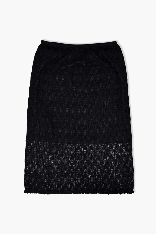 REPLAIN - 미디스커트 - VISCOSE BLENDED LACE LAYERED SKIRT_BLACK