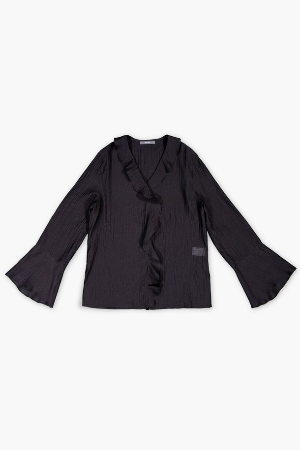 REPLAIN - 블라우스 - TEXTURED FRILL BLOUSE_BLACK