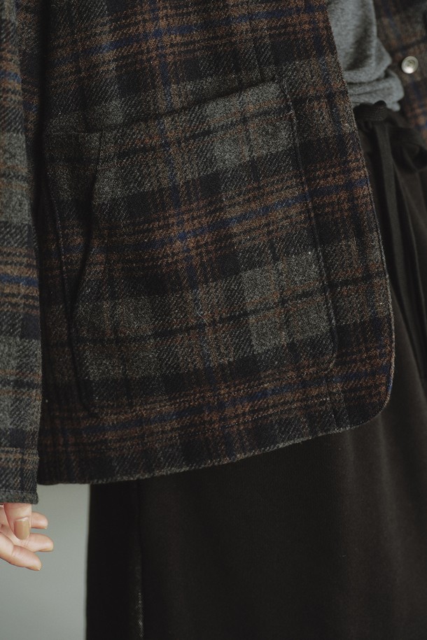 REPLAIN - 자켓 - OVERSIZE CHECK JACKET_DARK GREY