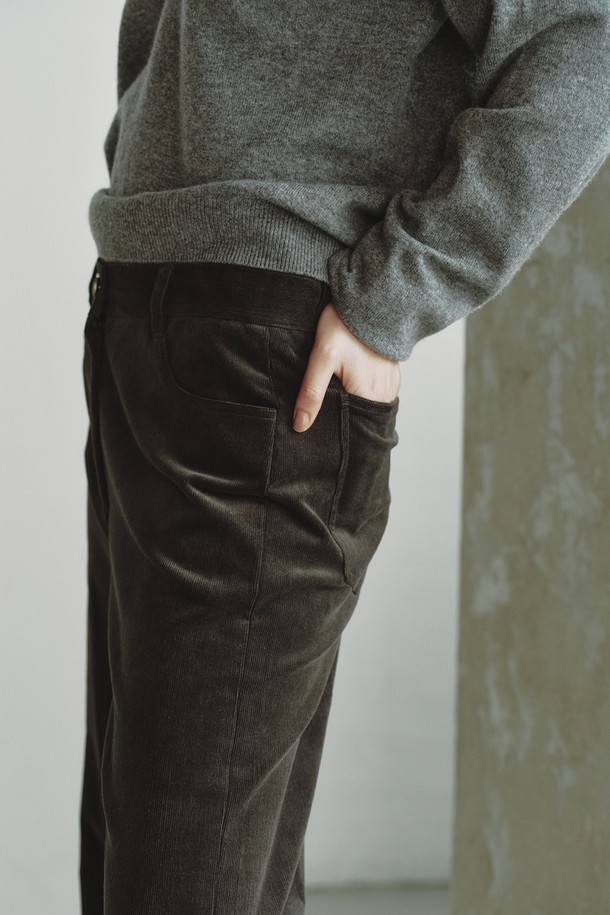 REPLAIN - 롱/미디팬츠 - CORDUROY STRAIGHT PANTS_CHARCOAL