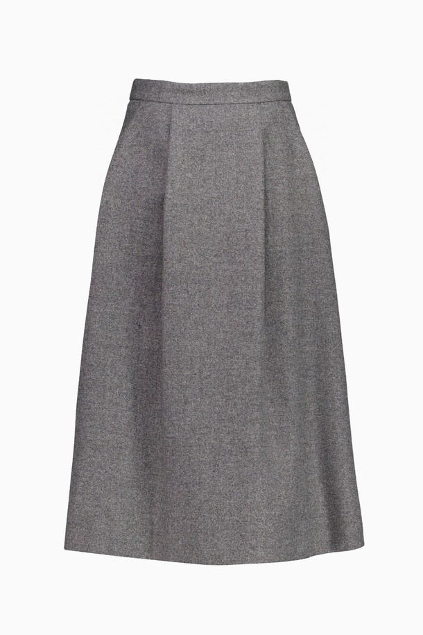 REPLAIN - 롱스커트 - WOOL BLEND PLEATS SKIRT_GREY