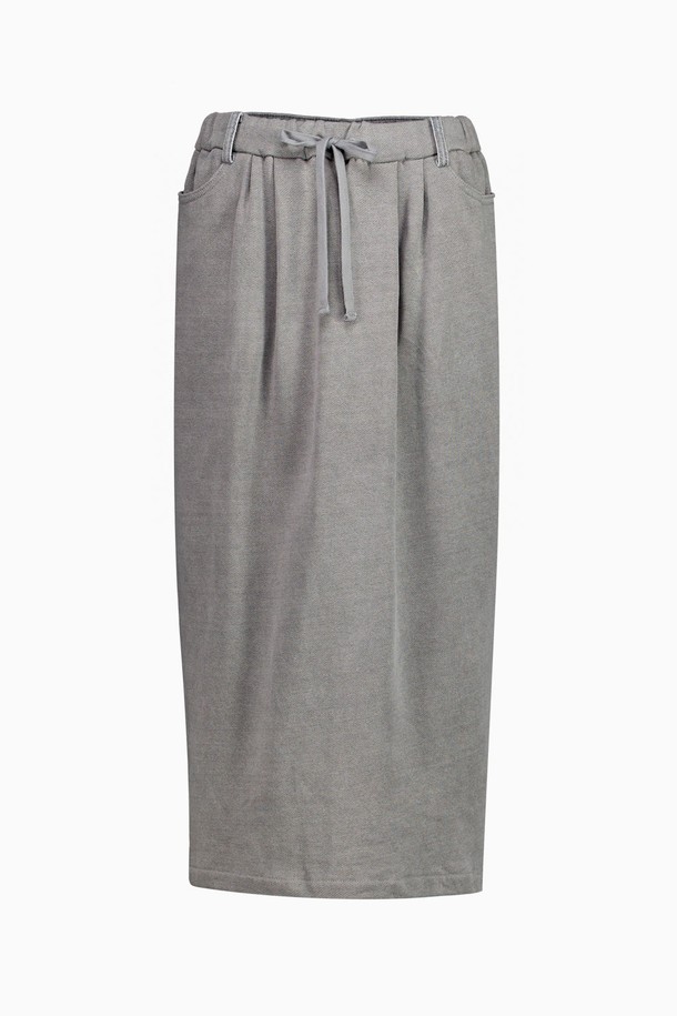 REPLAIN - 롱스커트 - TWO-SIDED DENIM SKIRT_GREY