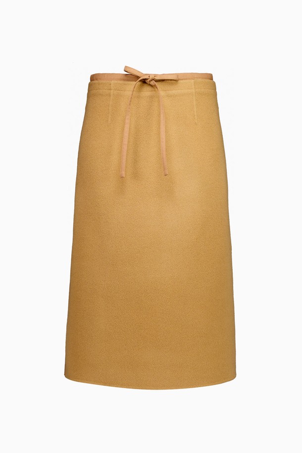 REPLAIN - 롱스커트 - WOOL BLOCK PENCIL SKIRT_CAMEL