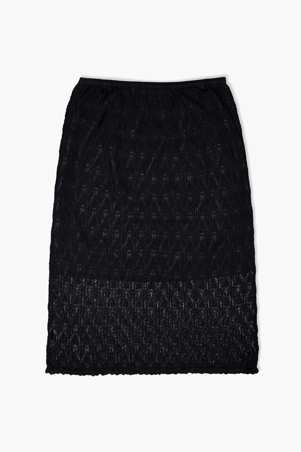 REPLAIN - 미디스커트 - VISCOSE BLENDED LACE LAYERED SKIRT_BLACK