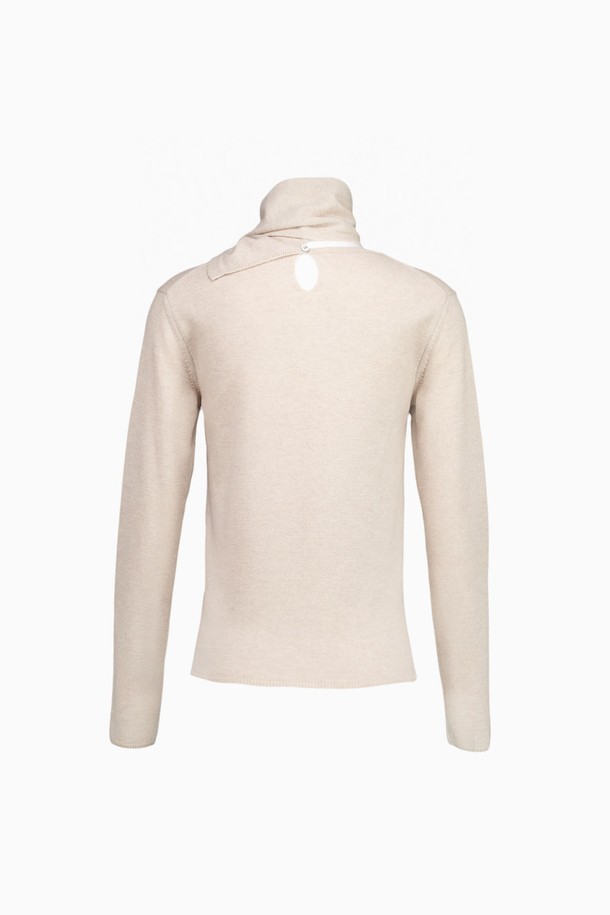 REPLAIN - 스웨터 - CASHMERE 30 KNIT TOP & MUFFLER _PALE BEIGE