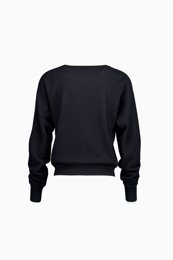 REPLAIN - 스웨터 - CASHMERE 30 V-NECK KNIT_BLACK