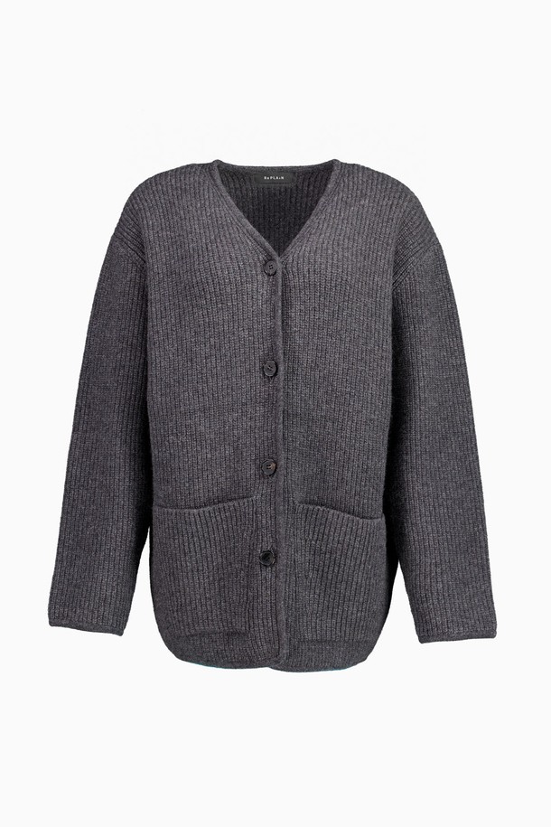 REPLAIN - 가디건 - CASHMERE 10 BOXY CARDIGAN_DARK GREY