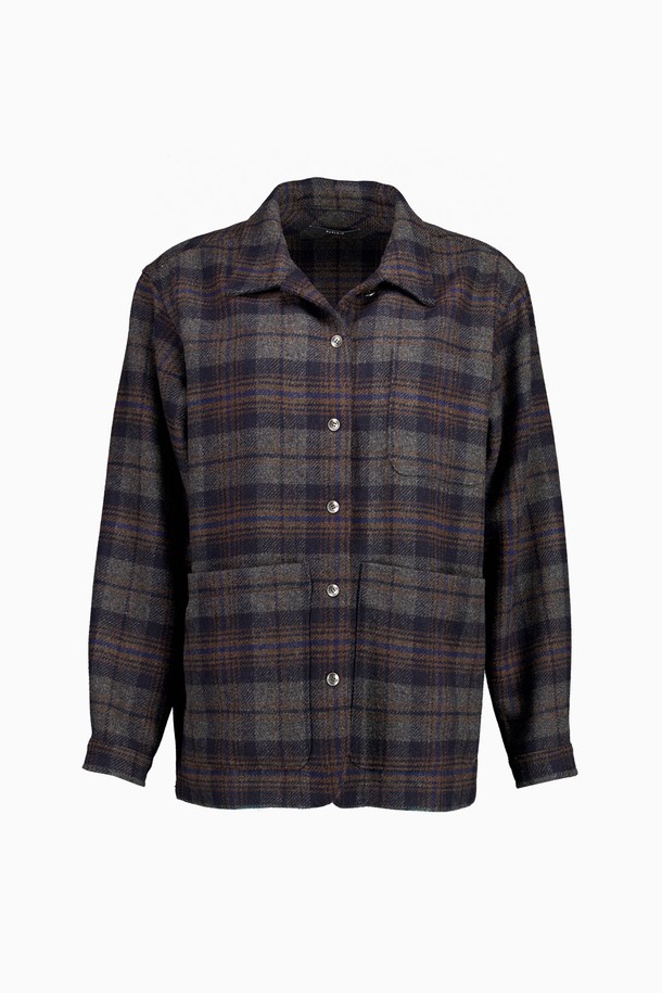 REPLAIN - 자켓 - OVERSIZE CHECK JACKET_DARK GREY