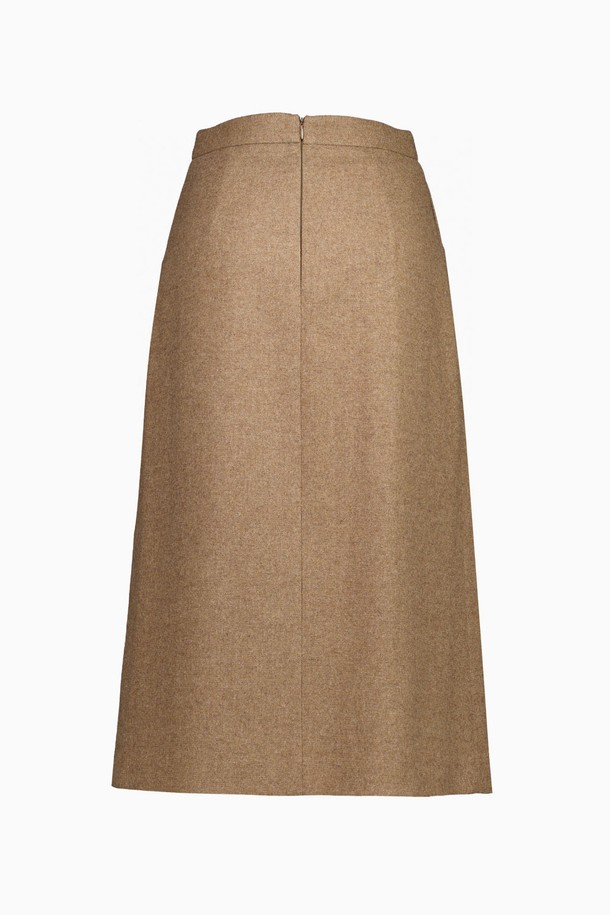 REPLAIN - 롱스커트 - WOOL BLEND PLEATS SKIRT_BROWN