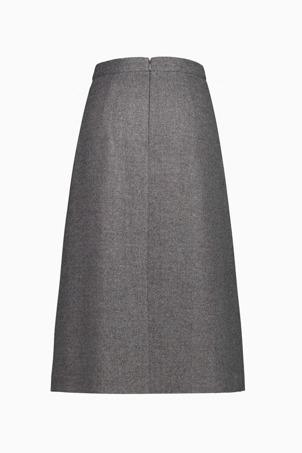 REPLAIN - 롱스커트 - WOOL BLEND PLEATS SKIRT_GREY