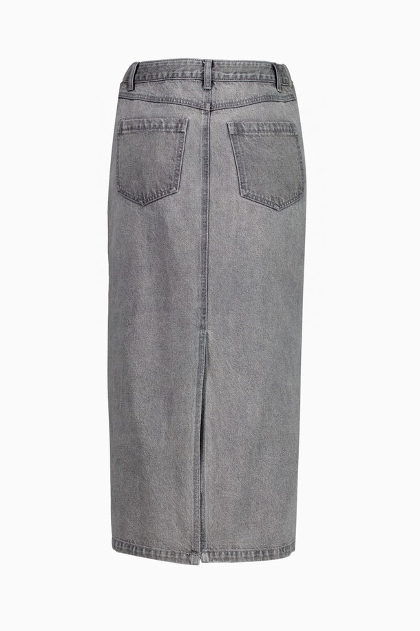 REPLAIN - 롱스커트 - TWO-SIDED DENIM SKIRT_GREY