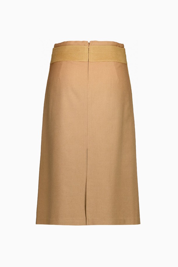 REPLAIN - 롱스커트 - WOOL BLOCK PENCIL SKIRT_CAMEL