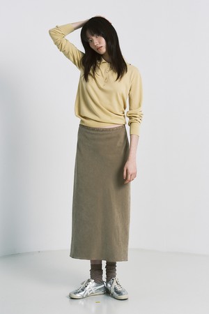 COMBI WAIST FLARE SKIRT_CAMEL