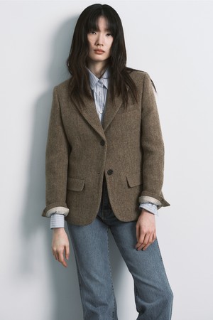 WOOL BLEND TWEED JACKET_KHAKI BEIGE