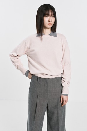 NEW CASHMERE BLENDED BASIC KNIT TOP_LIGHT PINK