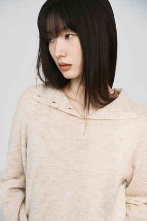 MOHAIR BLENDED LIGHT SWEATER TOP_PALE BEIGE