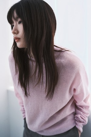 MOHAIR BLENDED LIGHT SWEATER TOP_LIGHT PINK