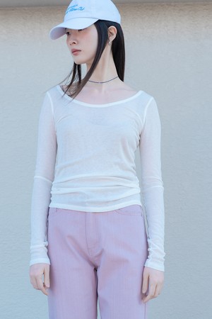 LONG SLEEVE SHEER JERSEY TOP_OFF WHITE