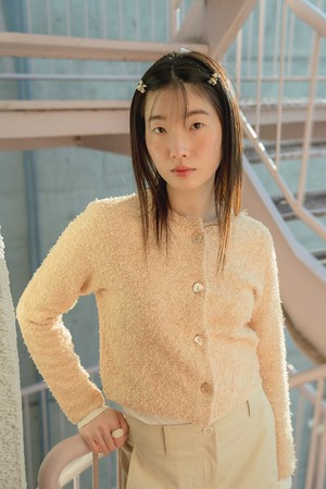 TEXTURED TWEED KNIT JACKET_SALMON