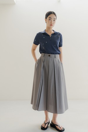 TEXTURED PLEATS SKIRT _SEPIA