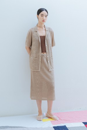 LINEN BLENDED CROCHET MID SKIRT_BEIGE