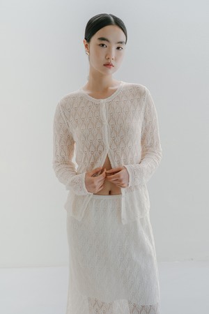 VISCOSE BLENDED LACE CARDIGAN_CREAM