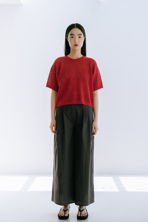 COTTON BLEND WIDE PANTS__CHARCOAL