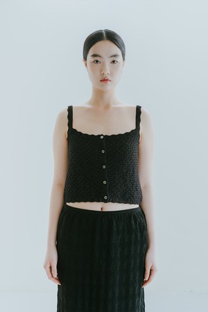 LINEN BLENDED CROCHET VEST_BLACK