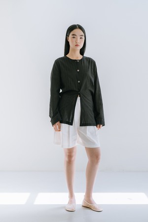 COTTON ROUND-NECK SHIRT_BLACK