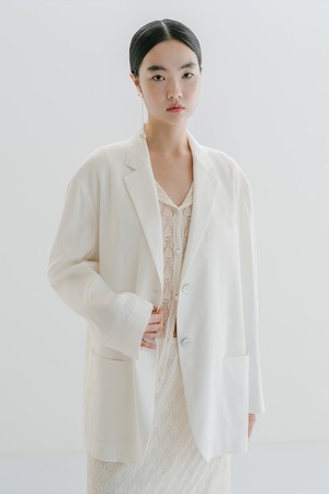 LINEN BLEND SINGLE JACKET_OFF WHITE