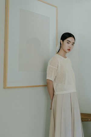 LINEN BLENDED CHUNKY KNIT TOP_CREAM