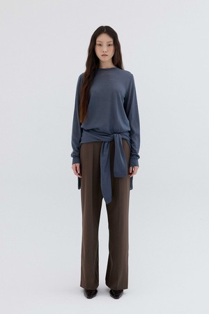 WOOL SILK KNIT TOP_DARK GREY