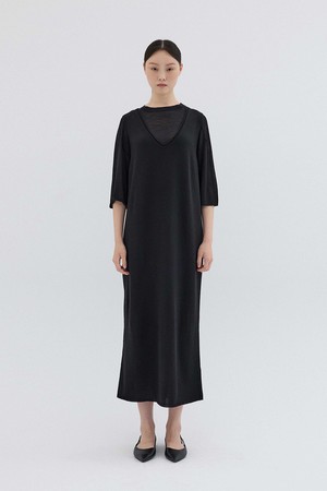 SLEEVELESS LONG KNIT DRESS_BLACK