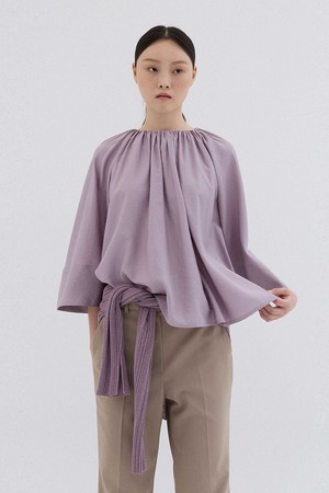 SHIRRING BLOUSE TOP_VIOLET