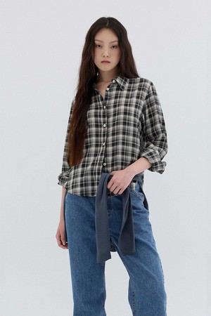 COTTON BLEND CHECK SHIRT_BLACK