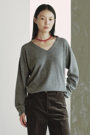 CASHMERE 30 V-NECK KNIT_GREY