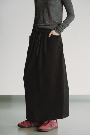 TWO-SIDED DENIM SKIRT_BLACK