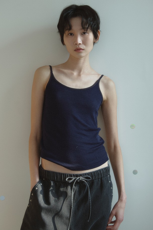 RePLAIN - 민소매티셔츠 - COLOR BLOCK STRAP JERSEY TOP_DARK NAVY