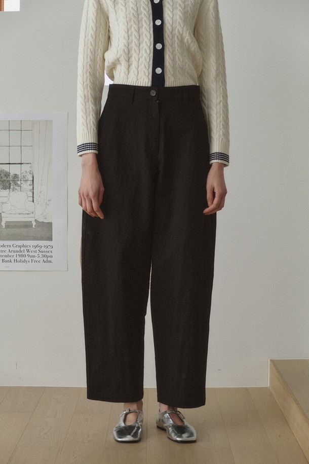 RePLAIN - 롱/미디팬츠 - COTTON BLEND CURVED PANTS_BLACK