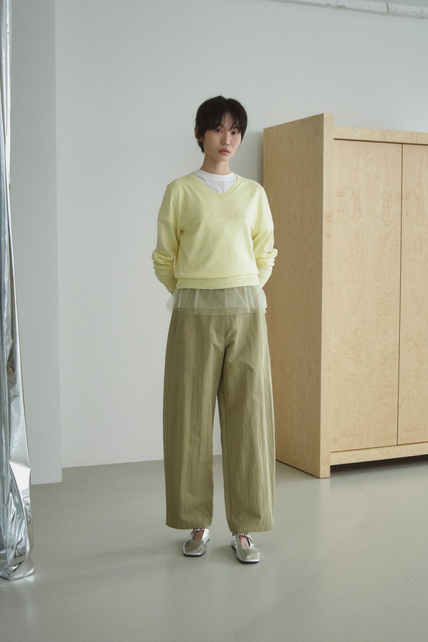 RePLAIN - 롱/미디팬츠 - COTTON BLEND CURVED PANTS_OLIVE