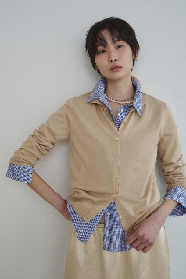 RePLAIN - 가디건 - ITALIAN CASHMERE BLEND COLLAR CARDIGAN_LIGHT BEIGE