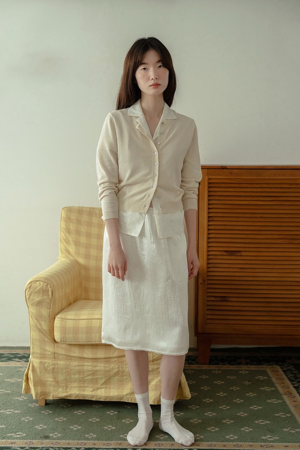 RePLAIN - 가디건 - COTTON BLEND POINT CARDIGAN_CREAM