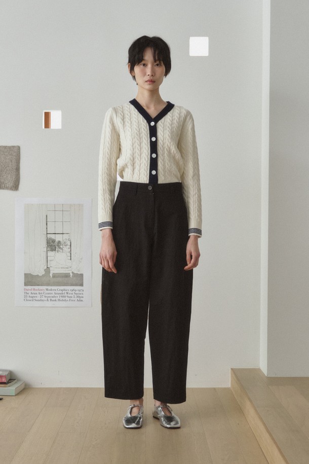 RePLAIN - 롱/미디팬츠 - COTTON BLEND CURVED PANTS_BLACK