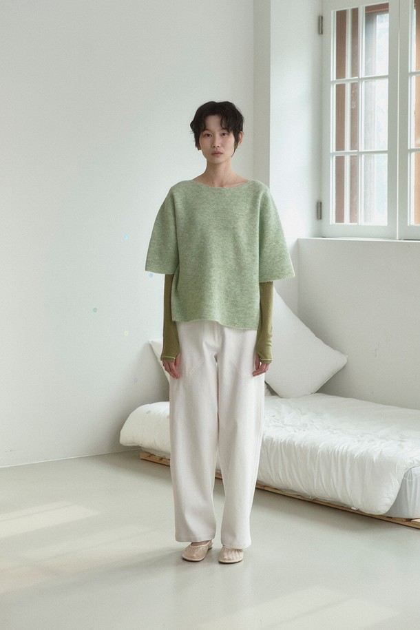 RePLAIN - 롱/미디팬츠 - COTTON BLEND CURVED PANTS_OFF WHITE