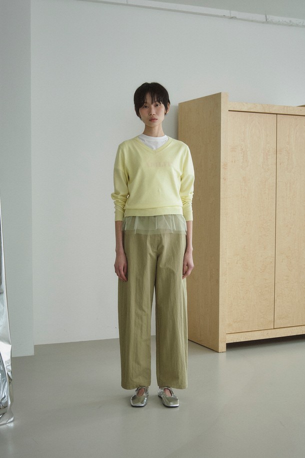 RePLAIN - 스웨터 - ITALIAN CASHMERE BLEND V-NECK TOP_LIGHT YELLOW