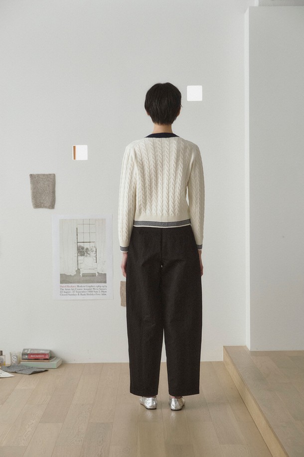 RePLAIN - 가디건 - WOOL CABLE CARDIGAN_OFF WHITE