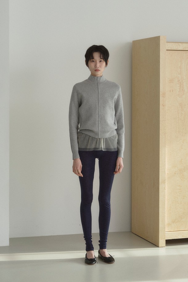 RePLAIN - 가디건 - CASHMERE COTTON KNIT ZIP-UP_GREY